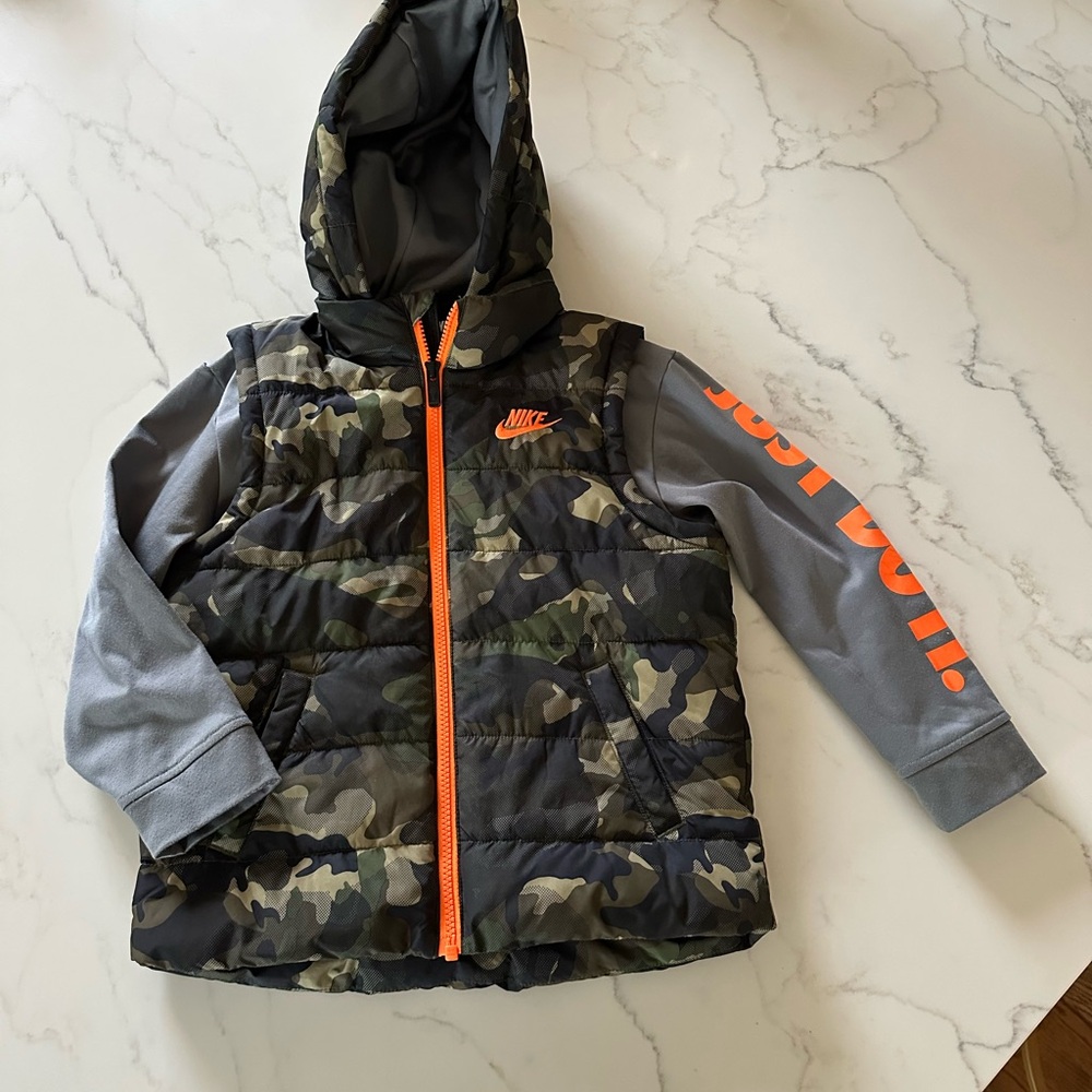 Nike Camo Hooded Jacket with Orange Accents